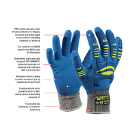 BLUE Razor Impact5+, UHMWPE Cut Level D, Fully dipped Blue Sandy foam nitrile, Sonic welded TPR Impact Protection - 9(L)