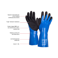 BLUE Chemgard double-dipped NBR 30cm gauntlet glove, black micro-foam palm dip, 15gg Nylon Sanitised liner. XL