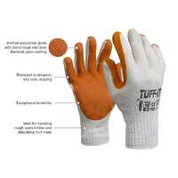 ESKO 'TUFF-IT', Knitted polycotton glove with red latex diamond coating, extra tough latex palm, Size 8 (M)
