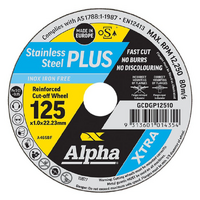 Alpha Stainless Plus 125 x 1.0mm Cutting Disc (10 Pack)