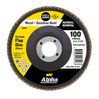 Alpha Zirconia Flap Disc Inox Stainless 100mm x 120 Grit