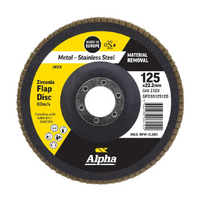 Alpha Zirconia Flap Disc Inox Stainless 125mm x 120 Grit