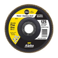 Alpha Zirconia Flap Disc Inox Stainless 125mm x 40 Grit