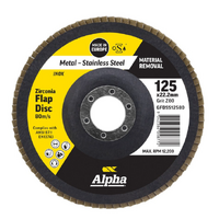 Alpha Zirconia Flap Disc Inox Stainless 125mm x 80 Grit