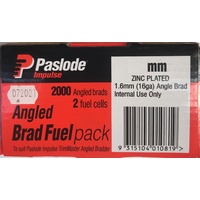 Paslode Impulse Angle Brad 45mm x 1.6mm with Gas Zinc Plated B20745 2000 Pack
