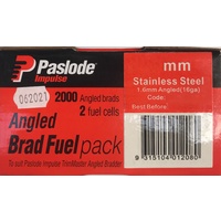 Paslode Impulse Angle Brad 45mm x 1.6mm with Gas Stainless Steel B20774 2000 Pack